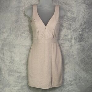 Petal Pink Shimmer V-Neck Mini Dress Womens Sz S Metallic Going out Feminine